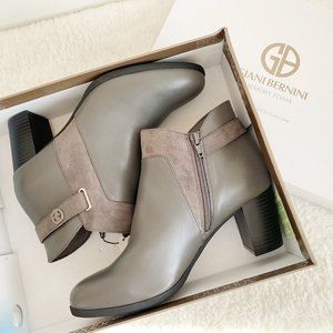 Giani Bernini, Women's Gray Leather / Suede Booties, Memory Foam, Size 10M